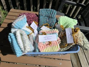 Basket of baby afghans