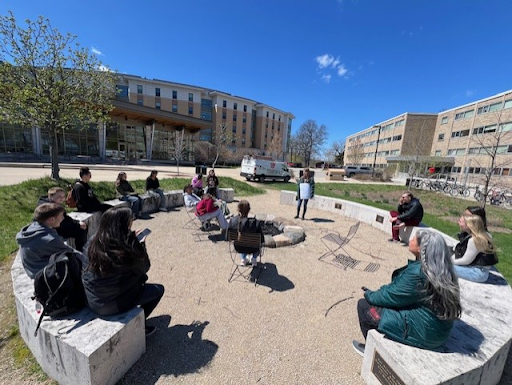 ITA sophomores at the fire circle of tribal nations